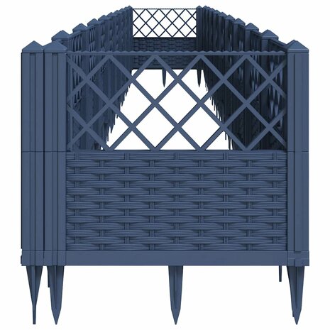 Plantenbak met pinnen 363,5x43,5x43,5 cm polypropeen blauwgrijs