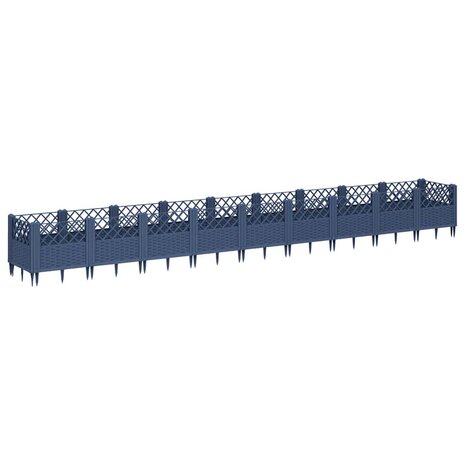 Plantenbak met pinnen 363,5x43,5x43,5 cm polypropeen blauwgrijs