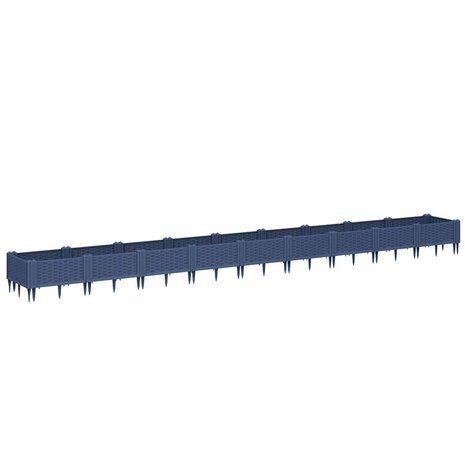 Plantenbak met pinnen 362,5x42,5x28,5 cm polypropeen blauwgrijs