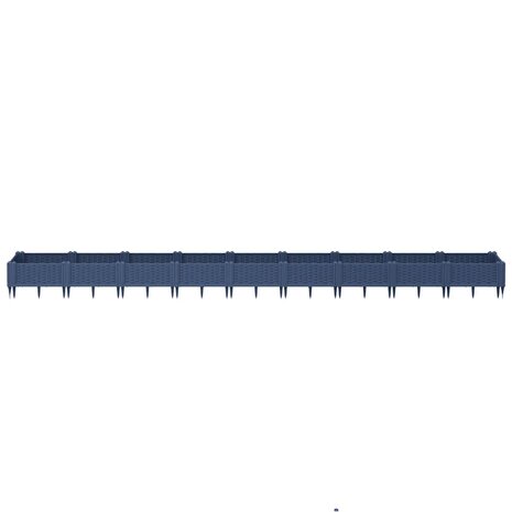 Plantenbak met pinnen 362,5x42,5x28,5 cm polypropeen blauwgrijs