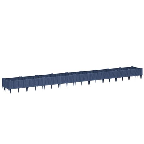 Plantenbak met pinnen 362,5x42,5x28,5 cm polypropeen blauwgrijs