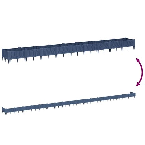 Plantenbak met pinnen 362,5x42,5x28,5 cm polypropeen blauwgrijs