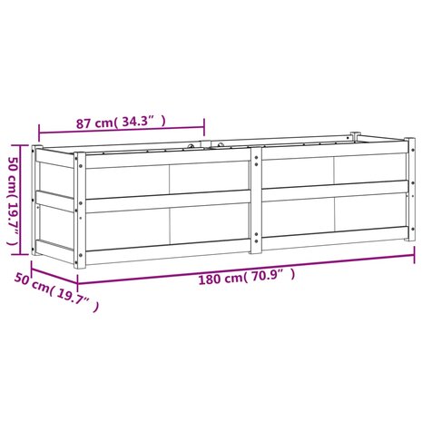 Plantenbak 180x50x50 cm massief douglashout