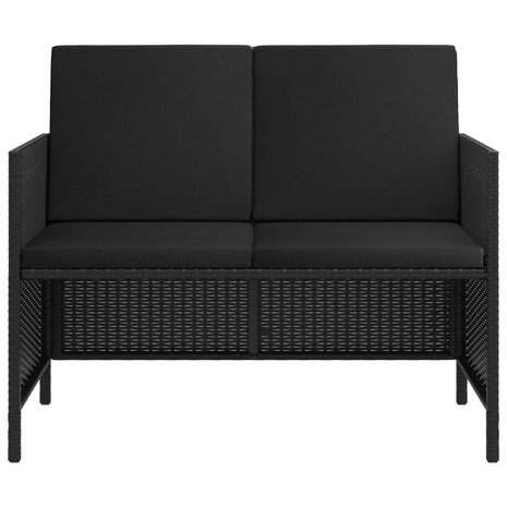 6-delige Tuinset met kussens poly rattan zwart
