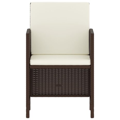 6-delige Tuinset met kussens poly rattan bruin