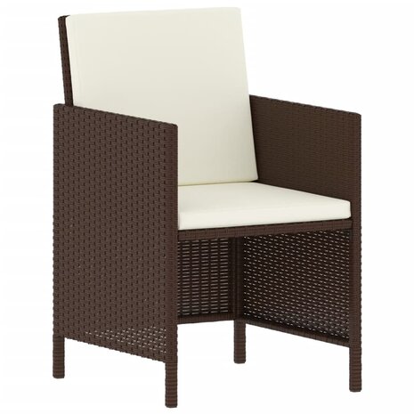 6-delige Tuinset met kussens poly rattan bruin