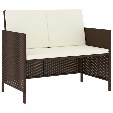 6-delige Tuinset met kussens poly rattan bruin