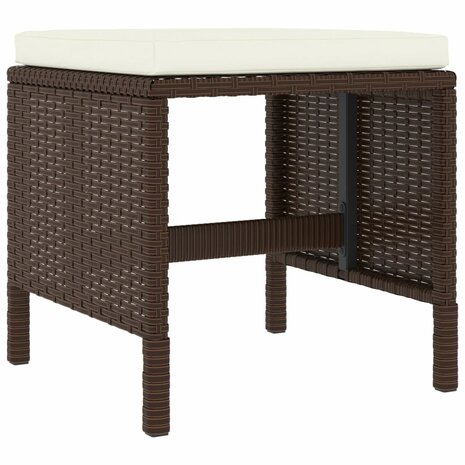 6-delige Tuinset met kussens poly rattan bruin