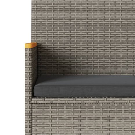 Tuinbank 2-zits met kussens en tafel poly rattan grijs