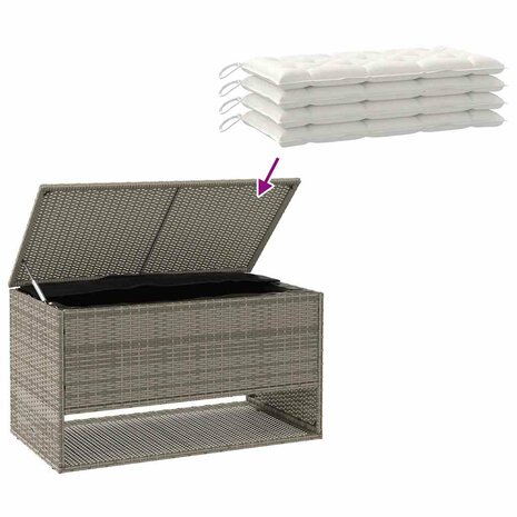Opbergbox voor buiten 100x55x55,5 cm poly rattan grijs