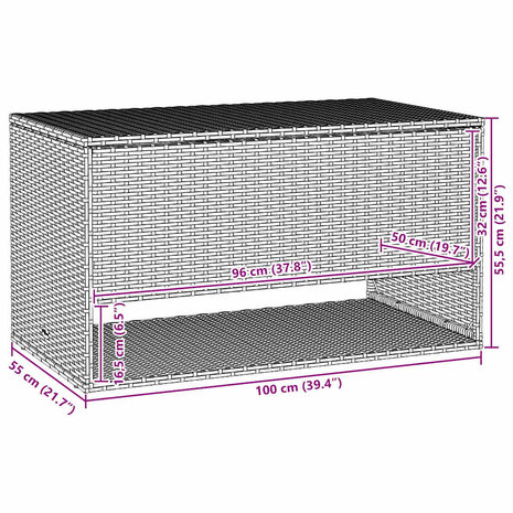 Opbergbox voor buiten 100x55x55,5 cm poly rattan grijs