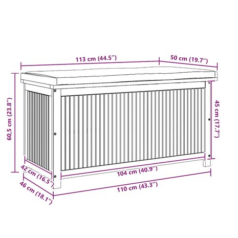 Opbergbox voor buiten 113x50x60,5 cm massief acaciahout