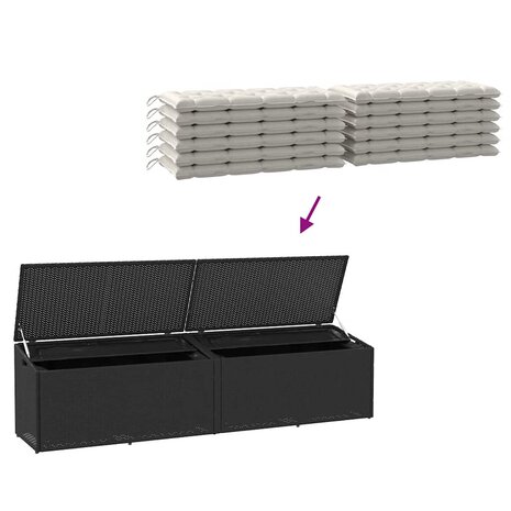 Tuinbox 220x50x58 cm poly rattan zwart