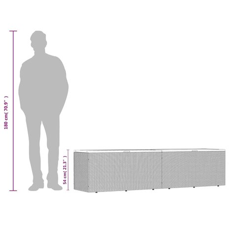 Tuinbox 220x50x54 cm poly rattan en acaciahout beige