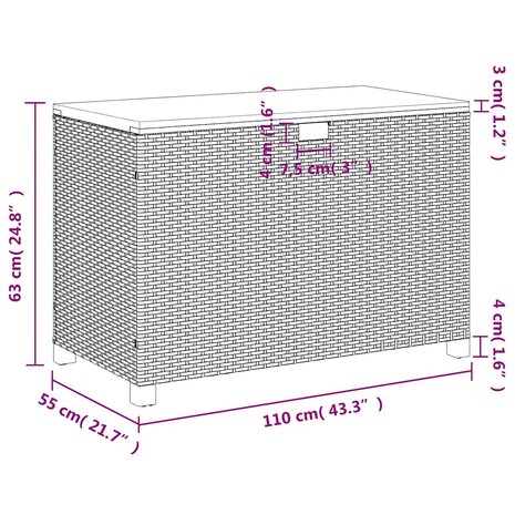 Tuinbox 110x55x63 cm poly rattan en acaciahout beige
