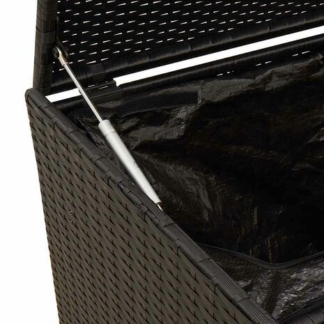 Tuinbox met wielen 190 L poly rattan zwart