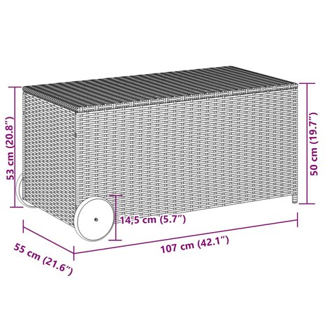 Tuinbox met wielen 190 L poly rattan zwart