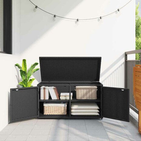 Tuinkast 110x55x60,5 cm poly rattan zwart