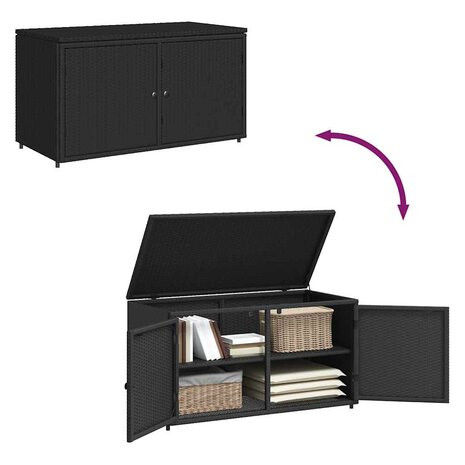 Tuinkast 110x55x60,5 cm poly rattan zwart
