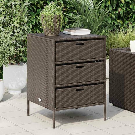 Tuinkast 55x59x80 cm poly rattan bruin