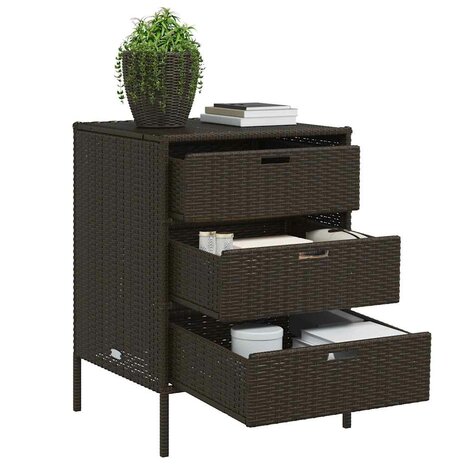 Tuinkast 55x59x80 cm poly rattan bruin