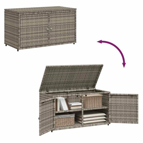 Tuinkast 110x55x60,5 cm poly rattan grijs
