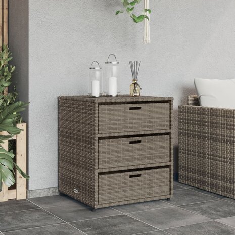 Tuinkast 55x59x69 cm poly rattan grijs