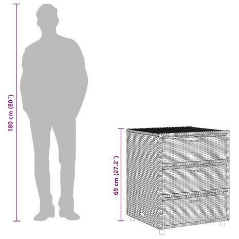 Tuinkast 55x59x69 cm poly rattan grijs
