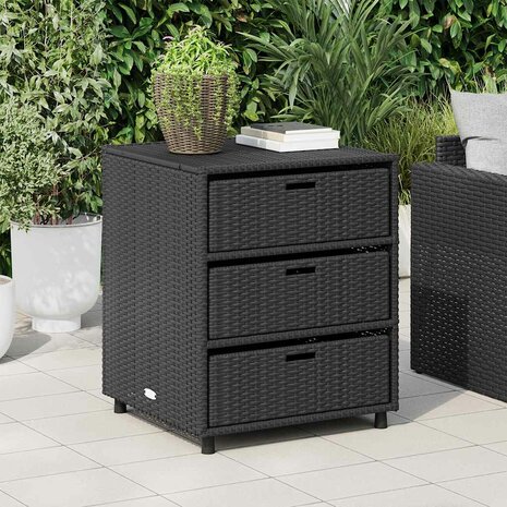 Tuinkast 55x59x69 cm poly rattan zwart