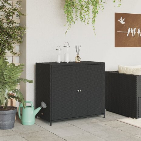 Tuinkast 83x45x76 cm poly rattan zwart