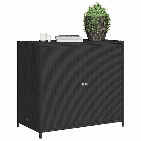 Tuinkast 83x45x76 cm poly rattan zwart