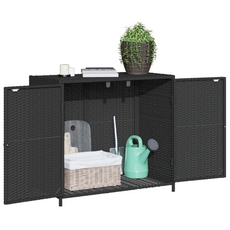 Tuinkast 83x45x76 cm poly rattan zwart