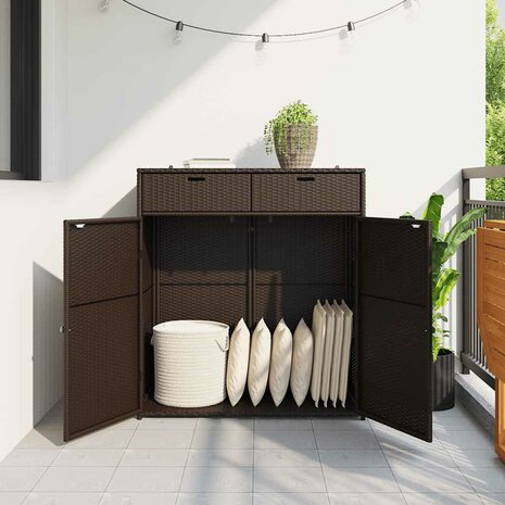 Tuinkast 105x55x113 cm poly rattan bruin