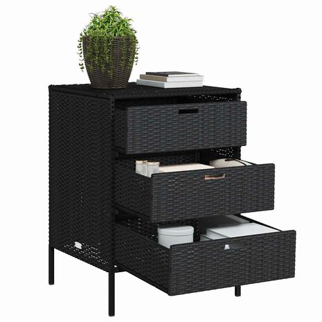 Tuinkast 55x59x80 cm poly rattan zwart
