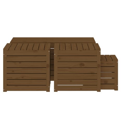 4-delige Tuinboxset massief grenenhout honingbruin