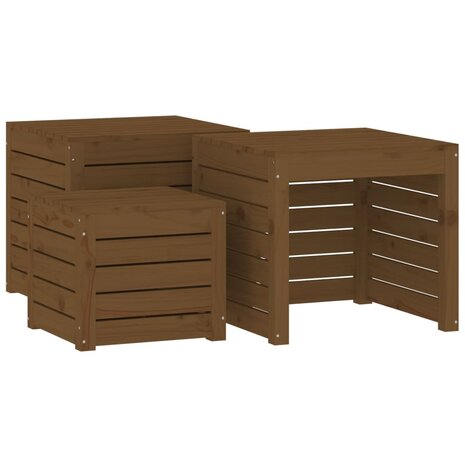 4-delige Tuinboxset massief grenenhout honingbruin
