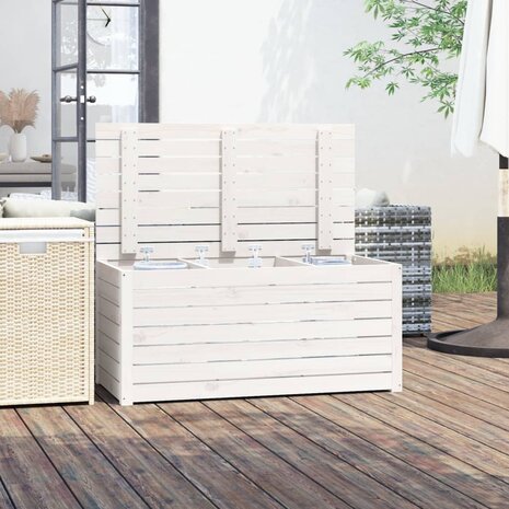 Tuinbox 101x50,5x46,5 cm massief grenenhout wit