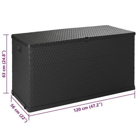 Tuinbox 120x56x63 cm polypropeen rattan antracietkleurig