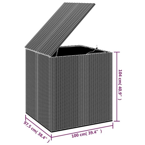 Tuinbox 100x97,5x104 cm polyetheen rattan zwart