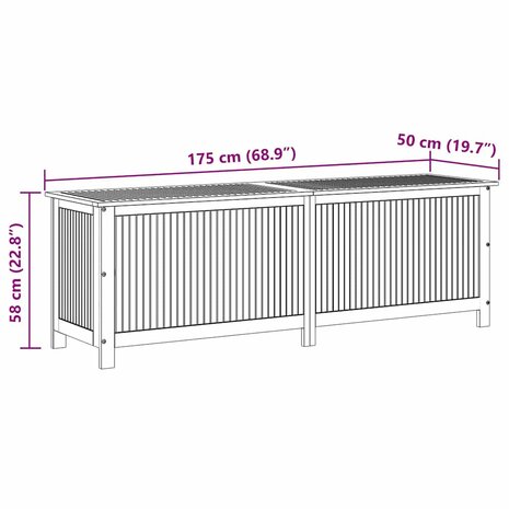 Tuinbox 175x50x58 cm massief acaciahout