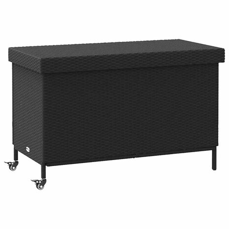 Tuinbox met wielen 110x55x73 cm poly rattan zwart