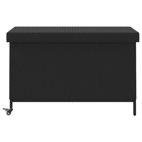 Tuinbox met wielen 110x55x73 cm poly rattan zwart