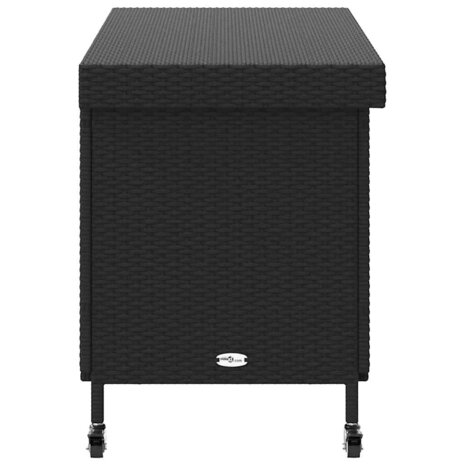 Tuinbox met wielen 110x55x73 cm poly rattan zwart