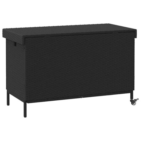 Tuinbox met wielen 110x55x73 cm poly rattan zwart