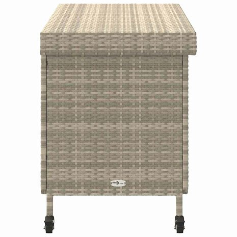 Tuinbox met wielen 110x55x73 cm poly rattan lichtgrijs