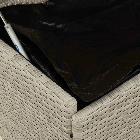 Tuinbox met wielen 110x55x73 cm poly rattan lichtgrijs