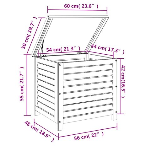 Tuinbox 60x50x55 cm massief eucalyptushout
