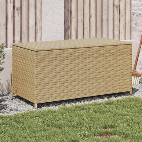 Tuinbox met wielen 190 L poly rattan gemengd beige