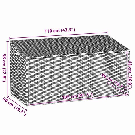 Tuinbox 110x50x58 cm poly rattan bruin