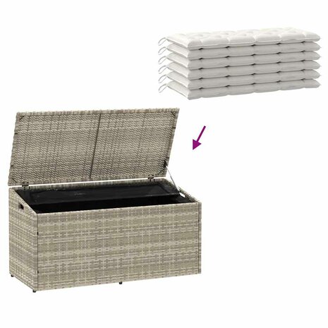 Tuinbox 110x50x58 cm poly rattan lichtgrijs